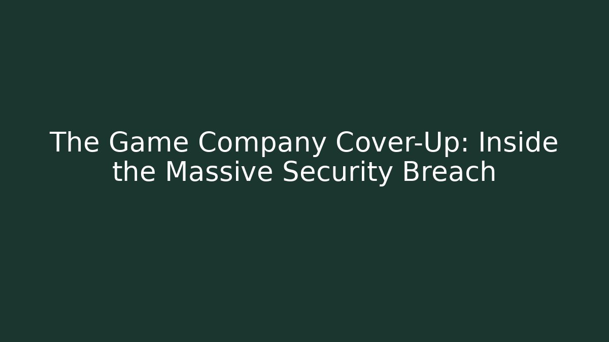 The Game Company Cover-Up: Inside the Massive Security Breach