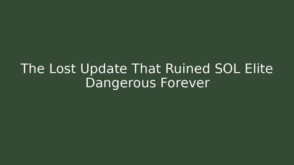 The Lost Update That Ruined SOL Elite Dangerous Forever
