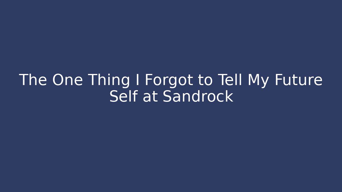 The One Thing I Forgot to Tell My Future Self at Sandrock