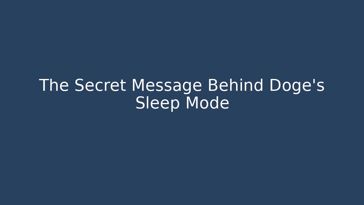 The Secret Message Behind Doge’s Sleep Mode - Smart Esu