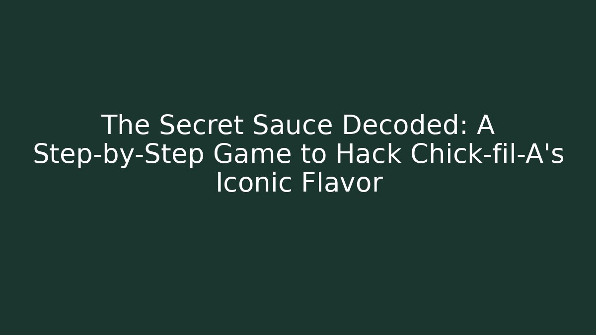 The Secret Sauce Decoded: A Step-by-Step Game to Hack Chick-fil-A’s Iconic Flavor