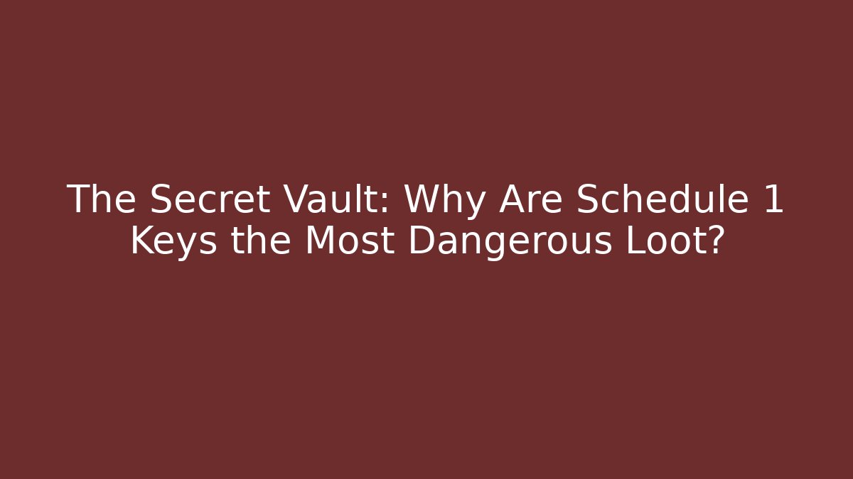 The Secret Vault: Why Are Schedule 1 Keys the Most Dangerous Loot?