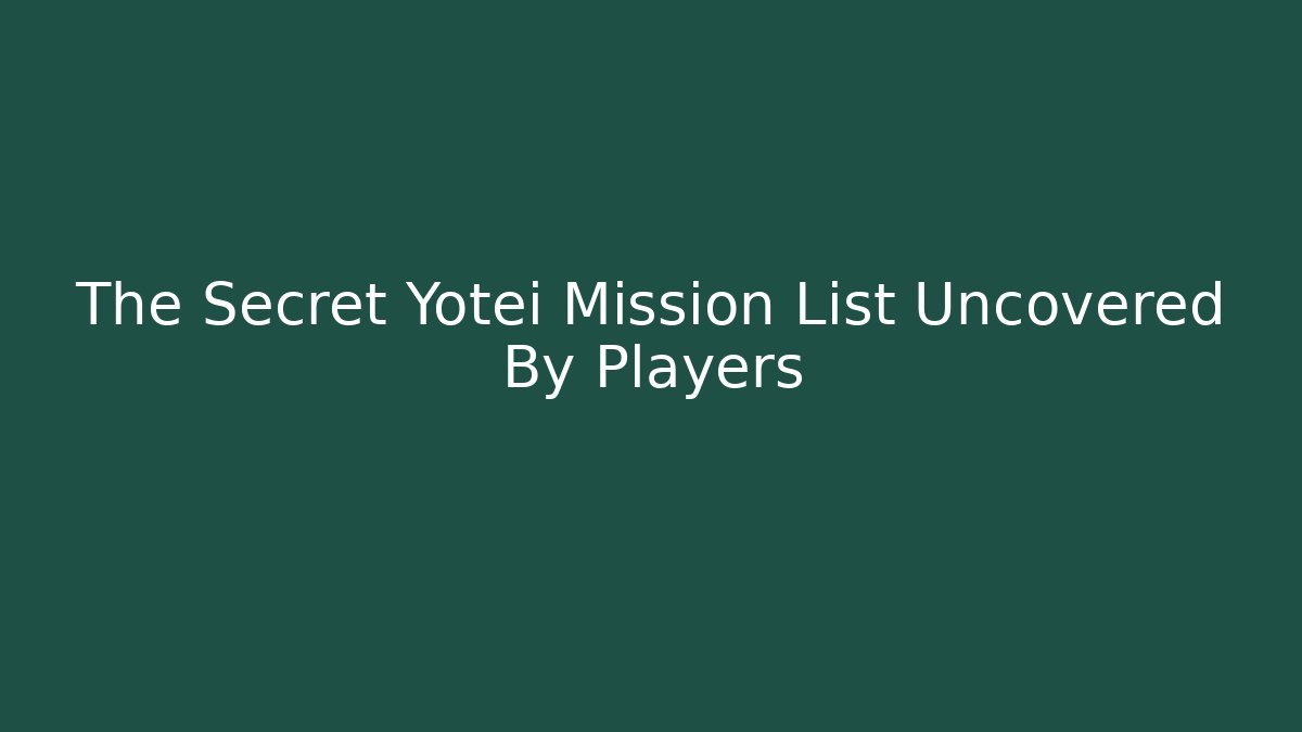 The Secret Yotei Mission List Uncovered By Players