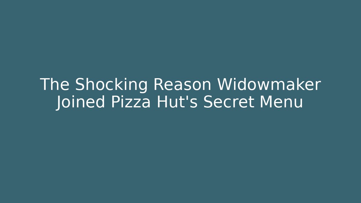 The Shocking Reason Widowmaker Joined Pizza Hut’s Secret Menu