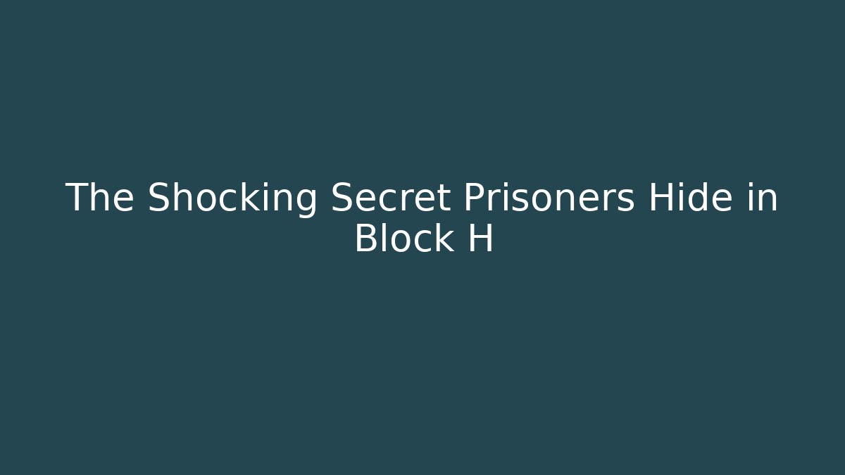 The Shocking Secret Prisoners Hide in Block H