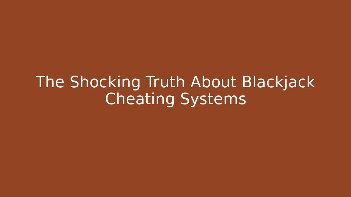 The Shocking Truth About Blackjack Cheating Systems