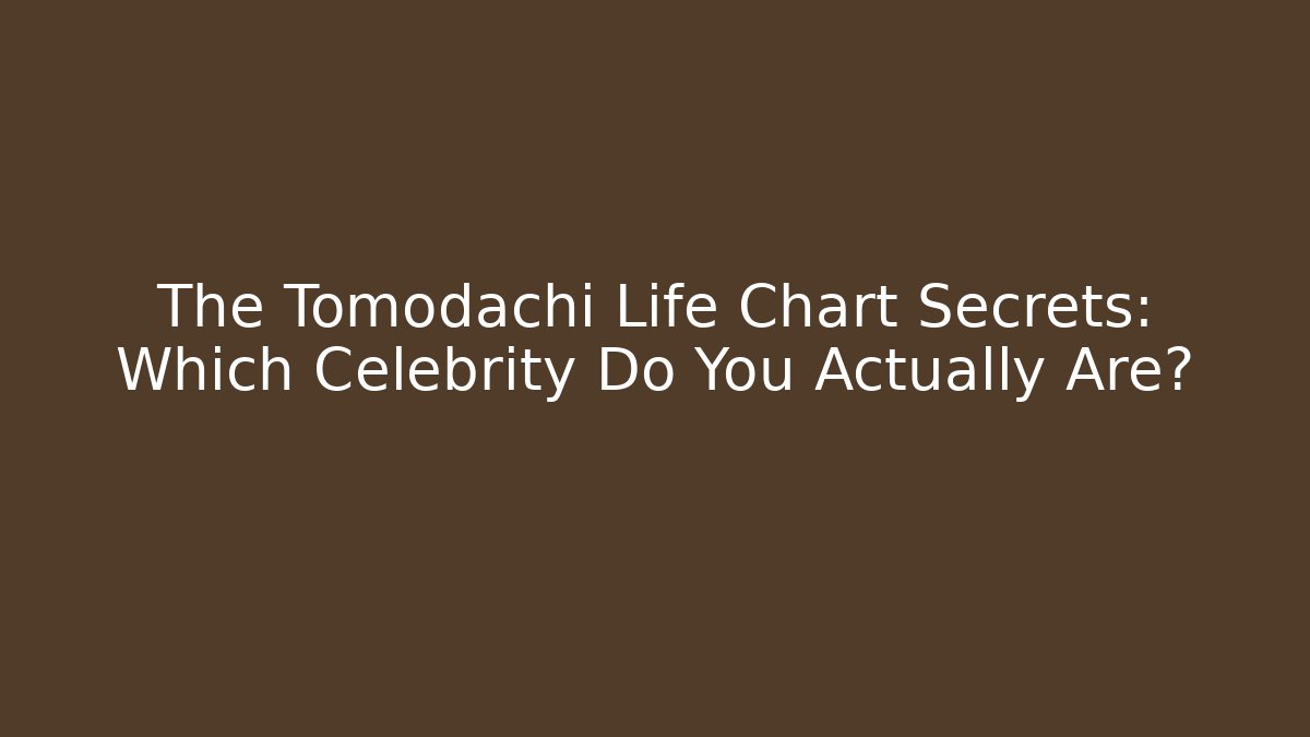 The Tomodachi Life Chart Secrets: Which Celebrity Do You Actually Are?
