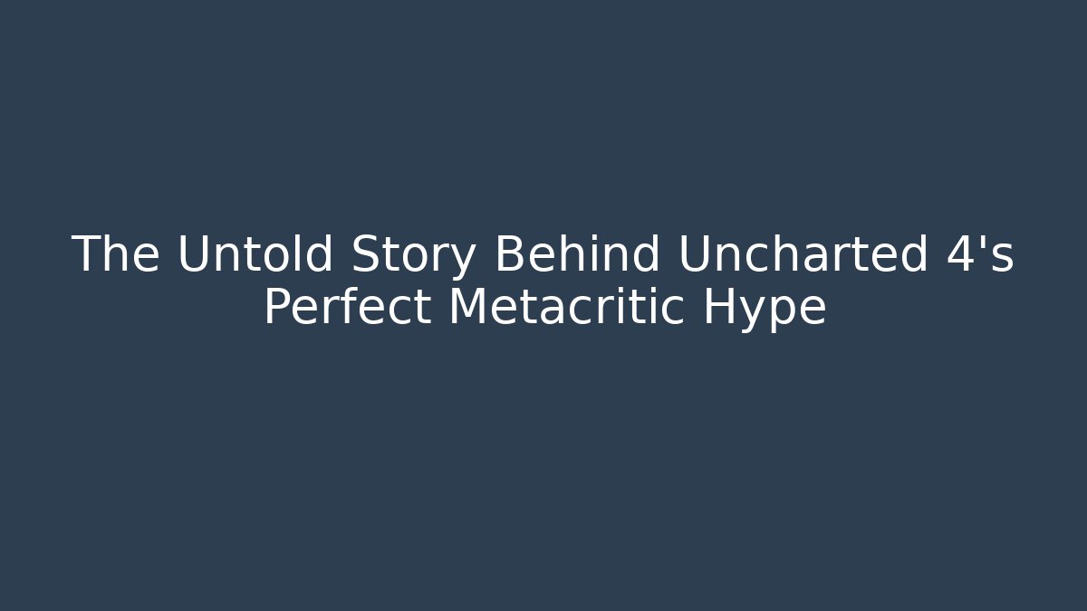 The Untold Story Behind Uncharted 4's Perfect Metacritic Hype