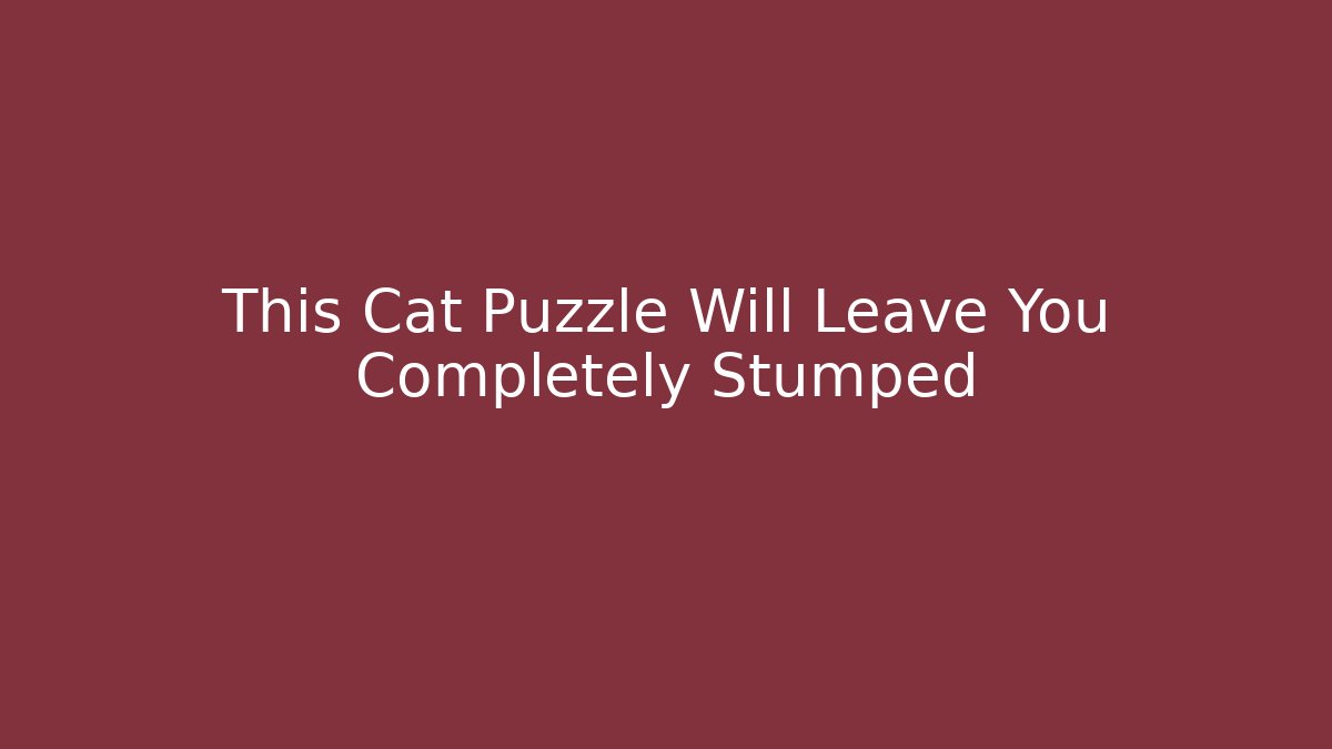This Cat Puzzle Will Leave You Completely Stumped
