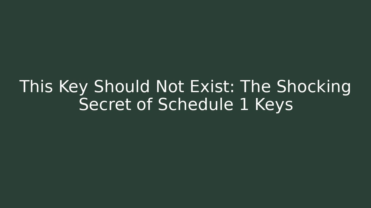 This Key Should Not Exist: The Shocking Secret of Schedule 1 Keys