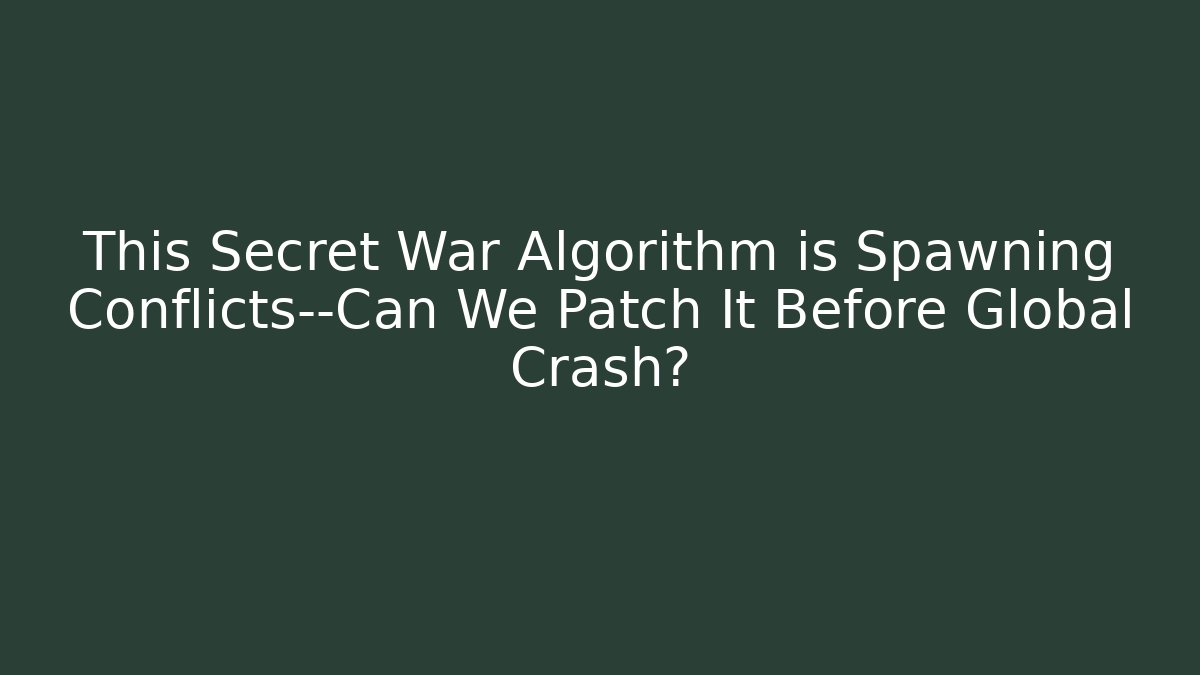 This Secret War Algorithm is Spawning Conflicts—Can We Patch It Before Global Crash?