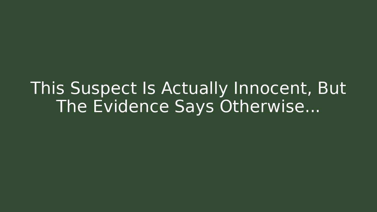 This Suspect Is Actually Innocent, But The Evidence Says Otherwise...