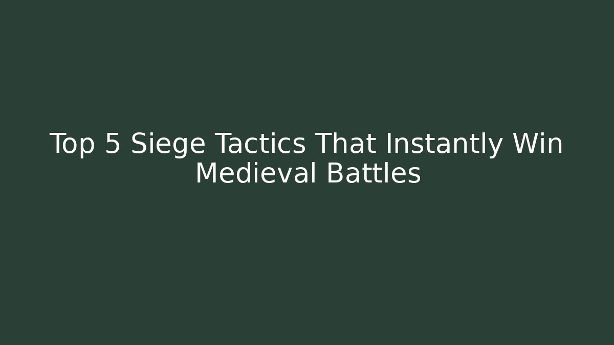 Top 5 Siege Tactics That Instantly Win Medieval Battles