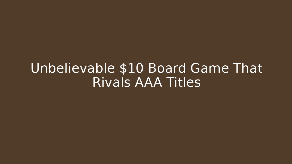 Unbelievable $10 Board Game That Rivals AAA Titles