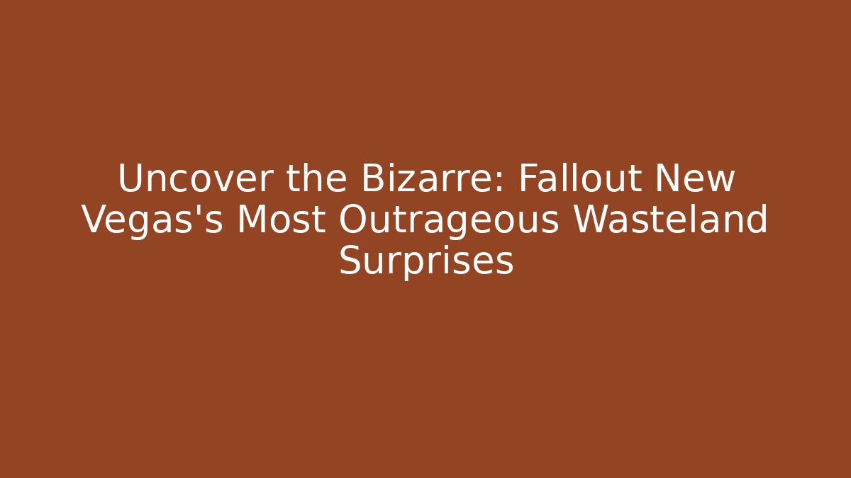 Uncover the Bizarre: Fallout New Vegas's Most Outrageous Wasteland Surprises