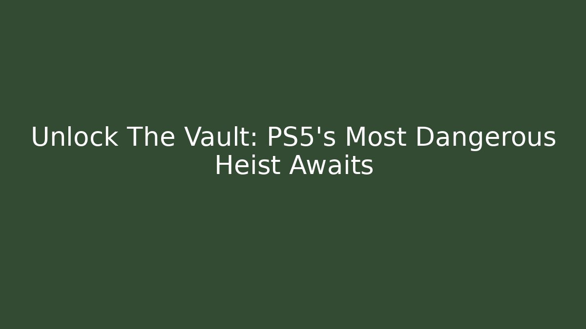 Unlock The Vault: PS5's Most Dangerous Heist Awaits