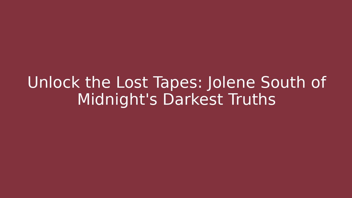 Unlock the Lost Tapes: Jolene South of Midnight's Darkest Truths