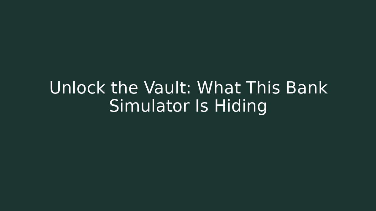 Unlock the Vault: What This Bank Simulator Is Hiding