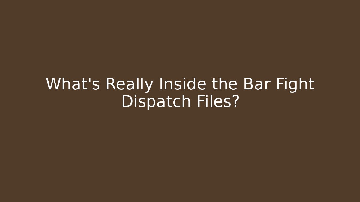 What's Really Inside the Bar Fight Dispatch Files?