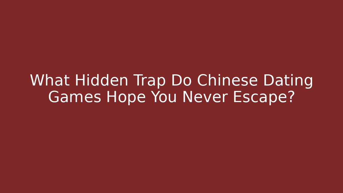 What Hidden Trap Do Chinese Dating Games Hope You Never Escape?
