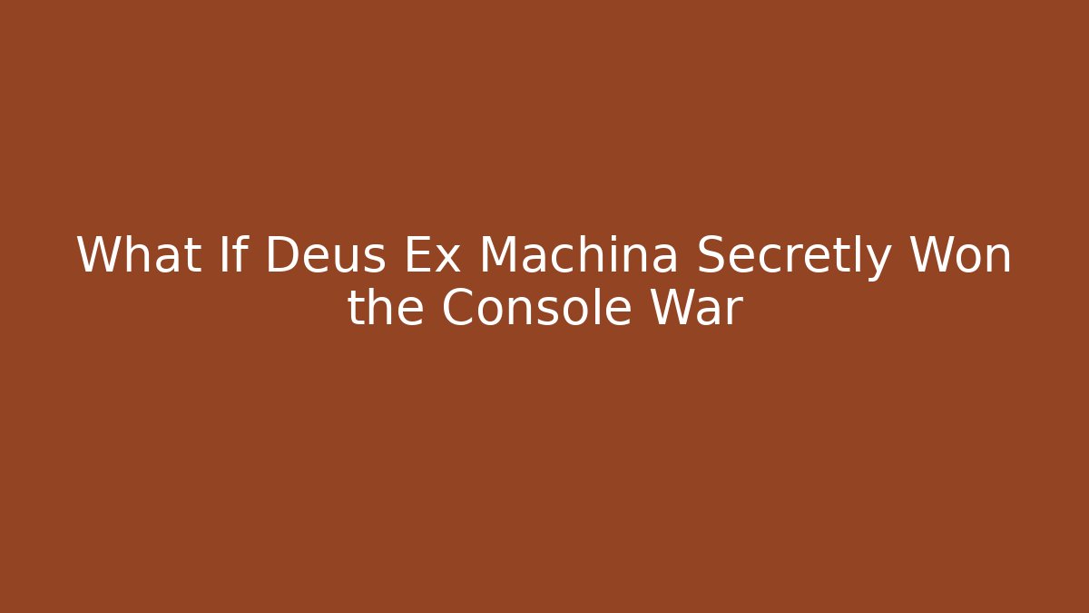 What If Deus Ex Machina Secretly Won the Console War