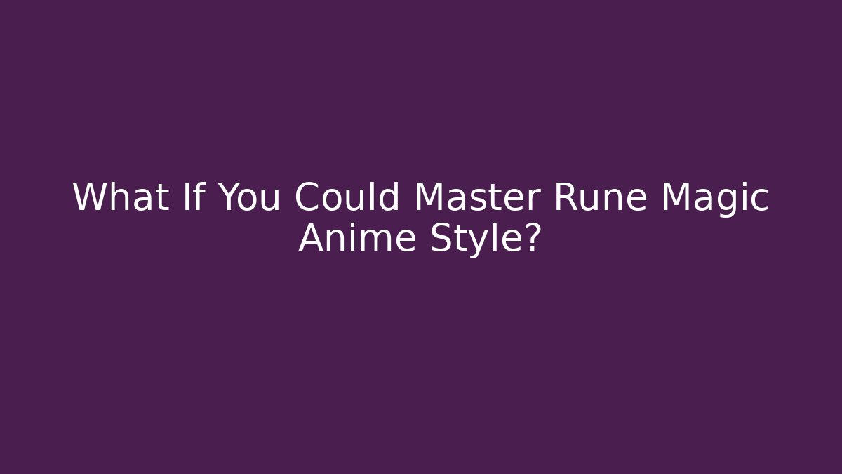 What If You Could Master Rune Magic Anime Style?