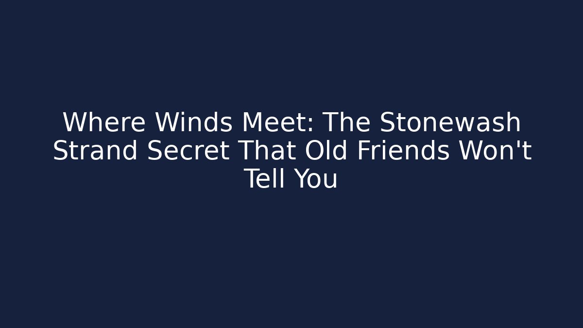 Where Winds Meet: The Stonewash Strand Secret That Old Friends Won't Tell You - Smart Esu