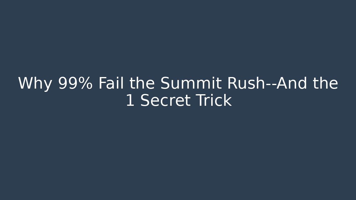 Why 99% Fail the Summit Rush—And the 1 Secret Trick