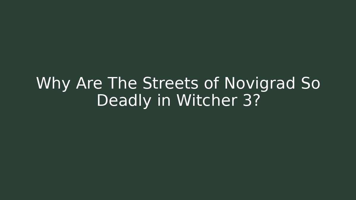 Why Are The Streets of Novigrad So Deadly in Witcher 3?