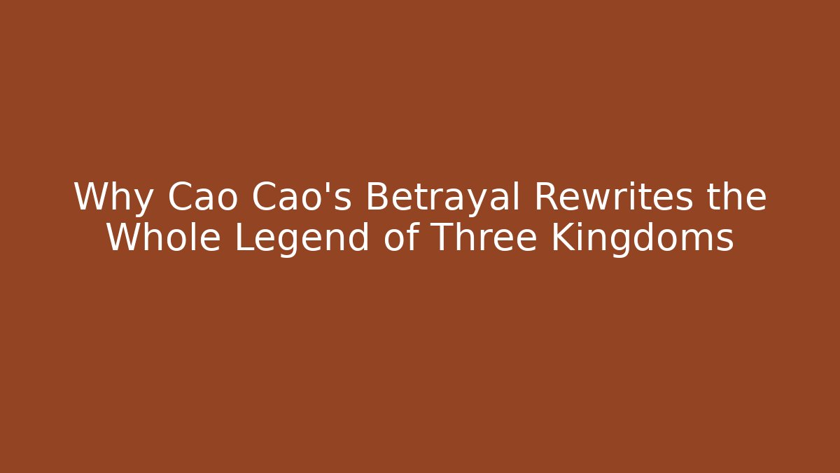 Why Cao Cao's Betrayal Rewrites the Whole Legend of Three Kingdoms