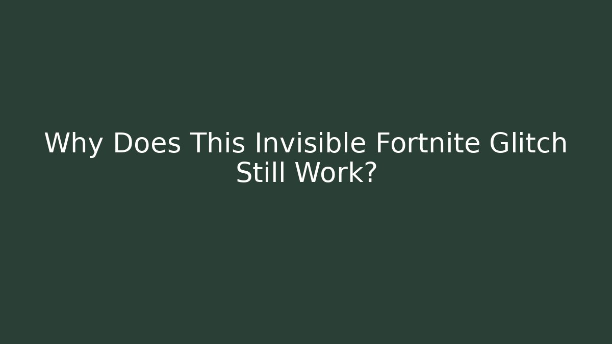 Why Does This Invisible Fortnite Glitch Still Work? - Smart Esu