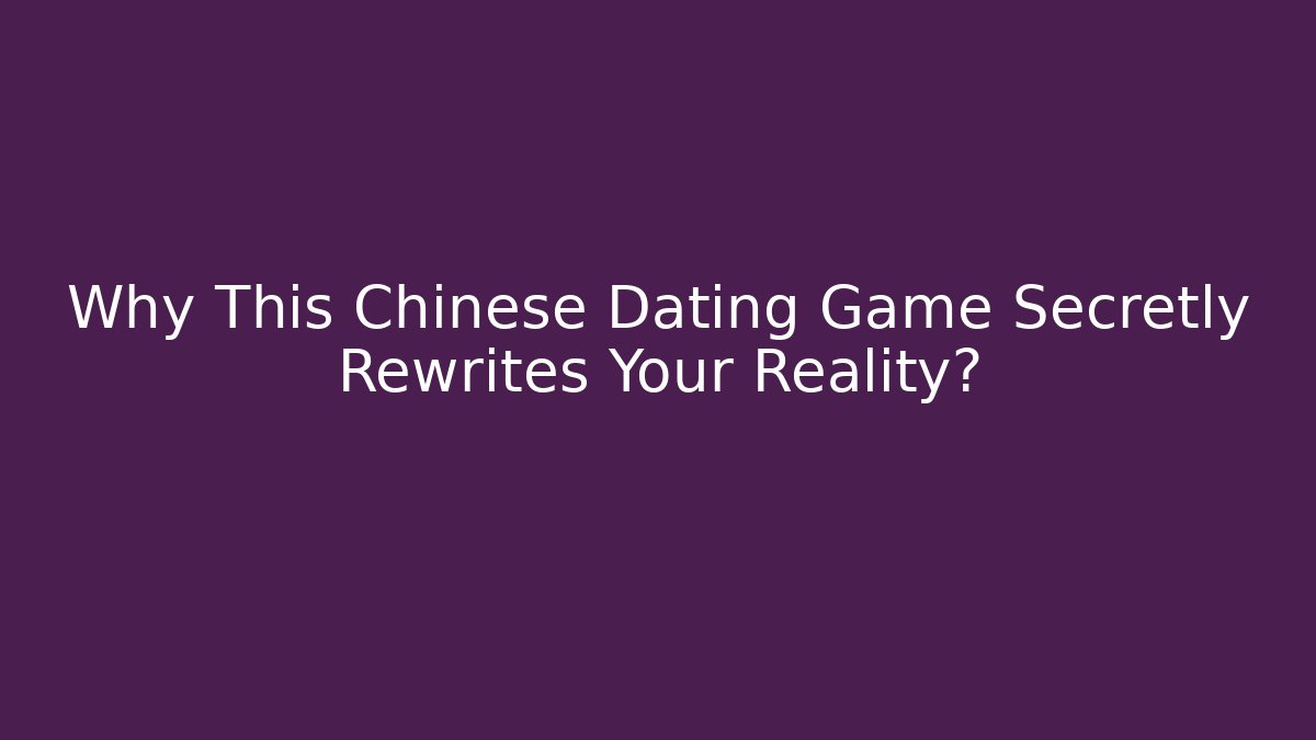 Why This Chinese Dating Game Secretly Rewrites Your Reality?