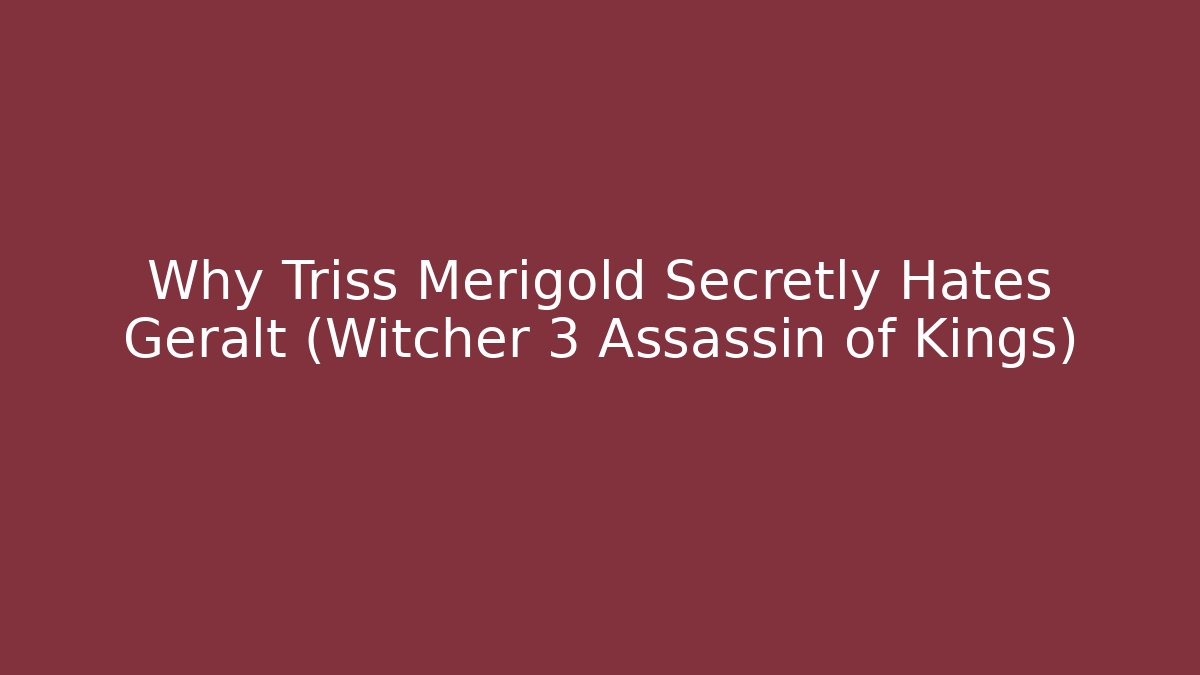 Why Triss Merigold Secretly Hates Geralt (Witcher 3 Assassin of Kings)