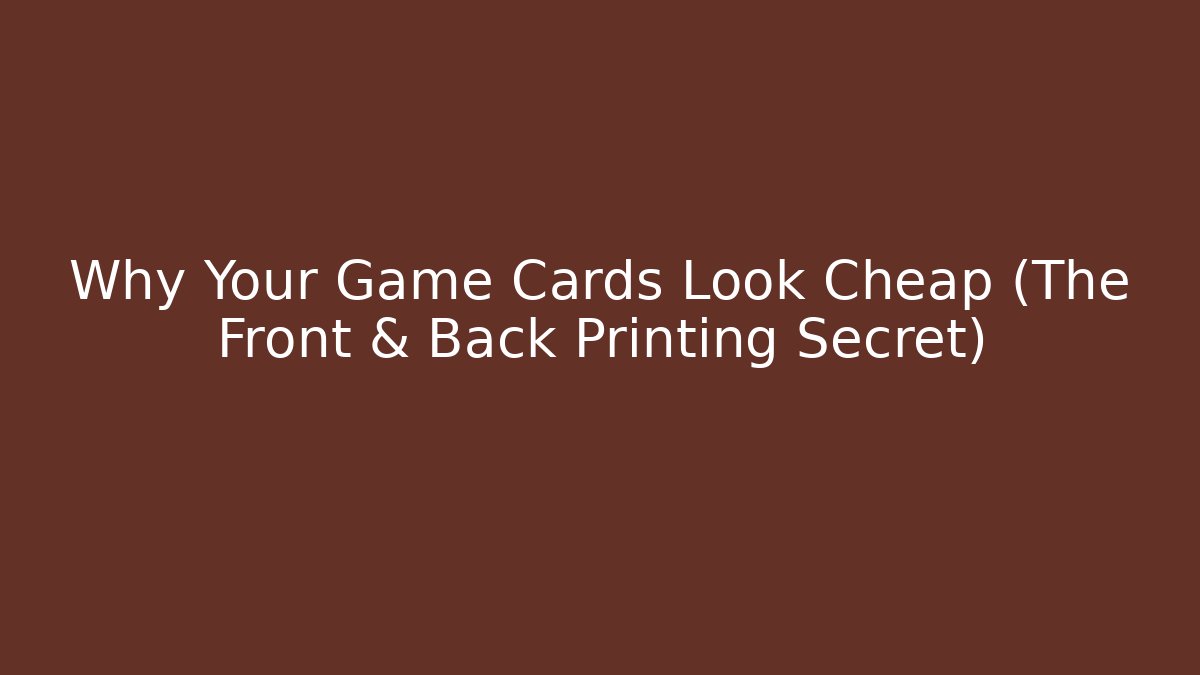 Why Your Game Cards Look Cheap (The Front & Back Printing Secret)