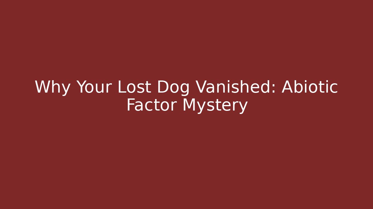 Why Your Lost Dog Vanished: Abiotic Factor Mystery