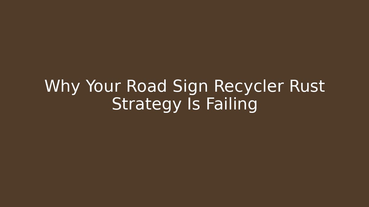 Why Your Road Sign Recycler Rust Strategy Is Failing