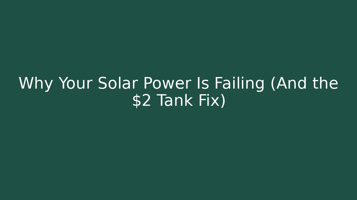 Why Your Solar Power Is Failing (And the $2 Tank Fix)