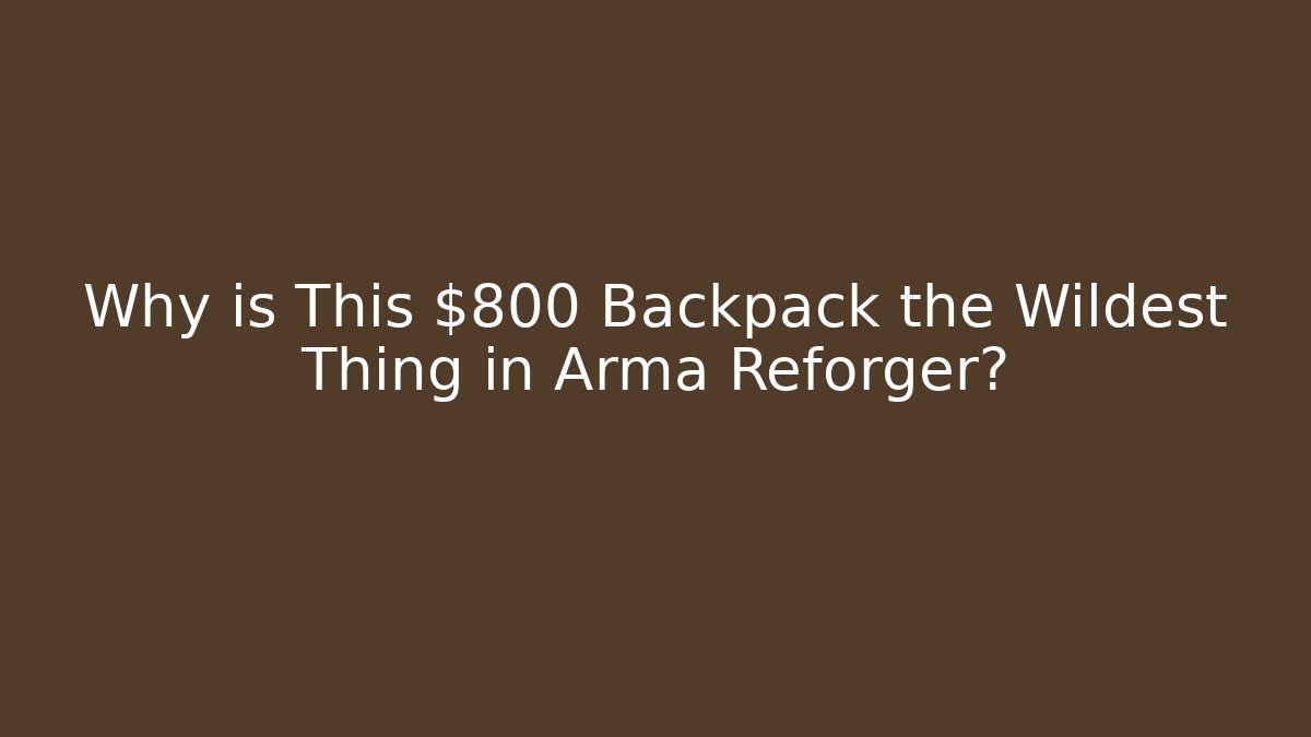 Why is This $800 Backpack the Wildest Thing in Arma Reforger?