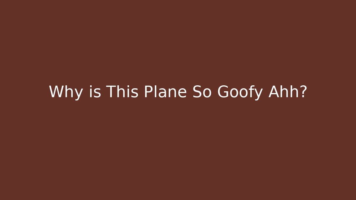Why is This Plane So Goofy Ahh? - Smart Esu