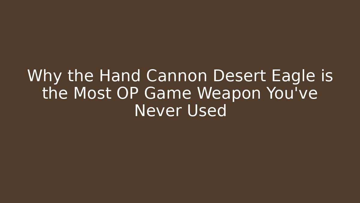 Why the Hand Cannon Desert Eagle is the Most OP Game Weapon You've Never Used