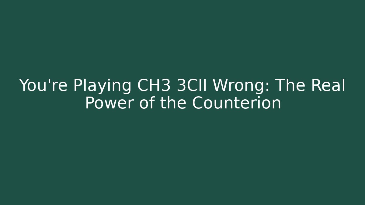 You're Playing CH3 3ClI Wrong: The Real Power of the Counterion