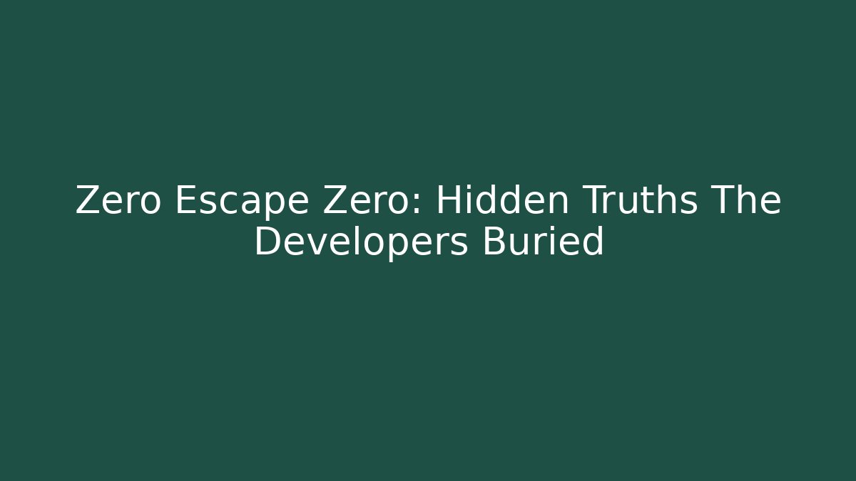 Zero Escape Zero: Hidden Truths The Developers Buried