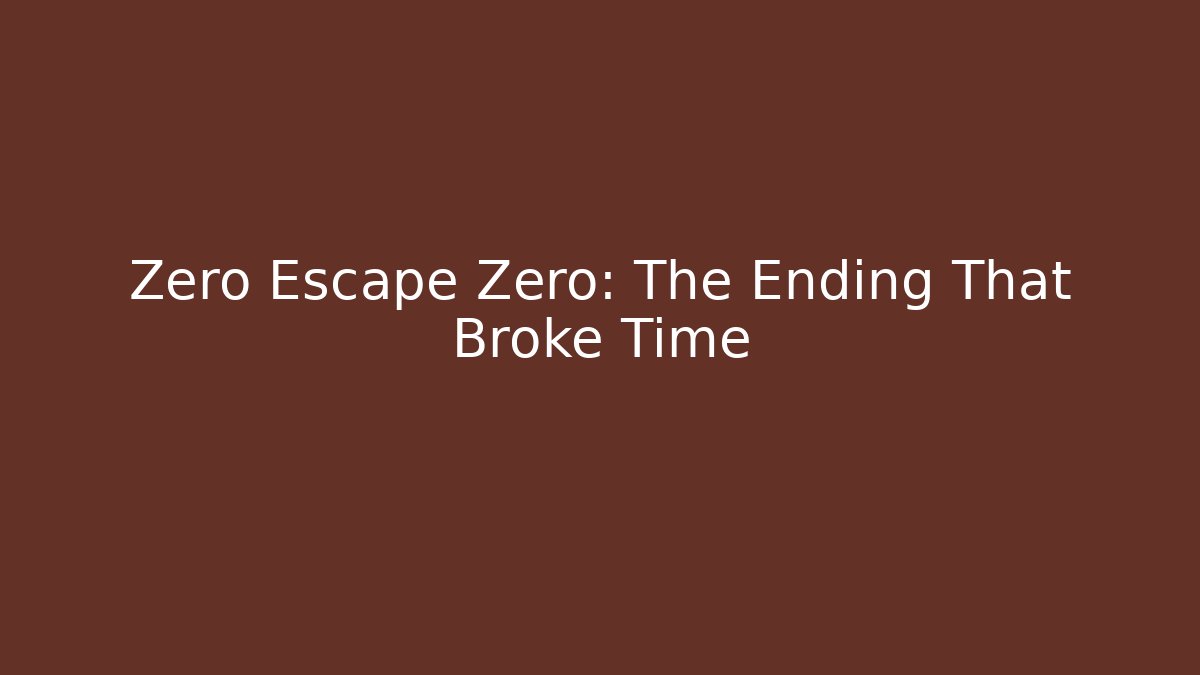 Zero Escape Zero: The Ending That Broke Time