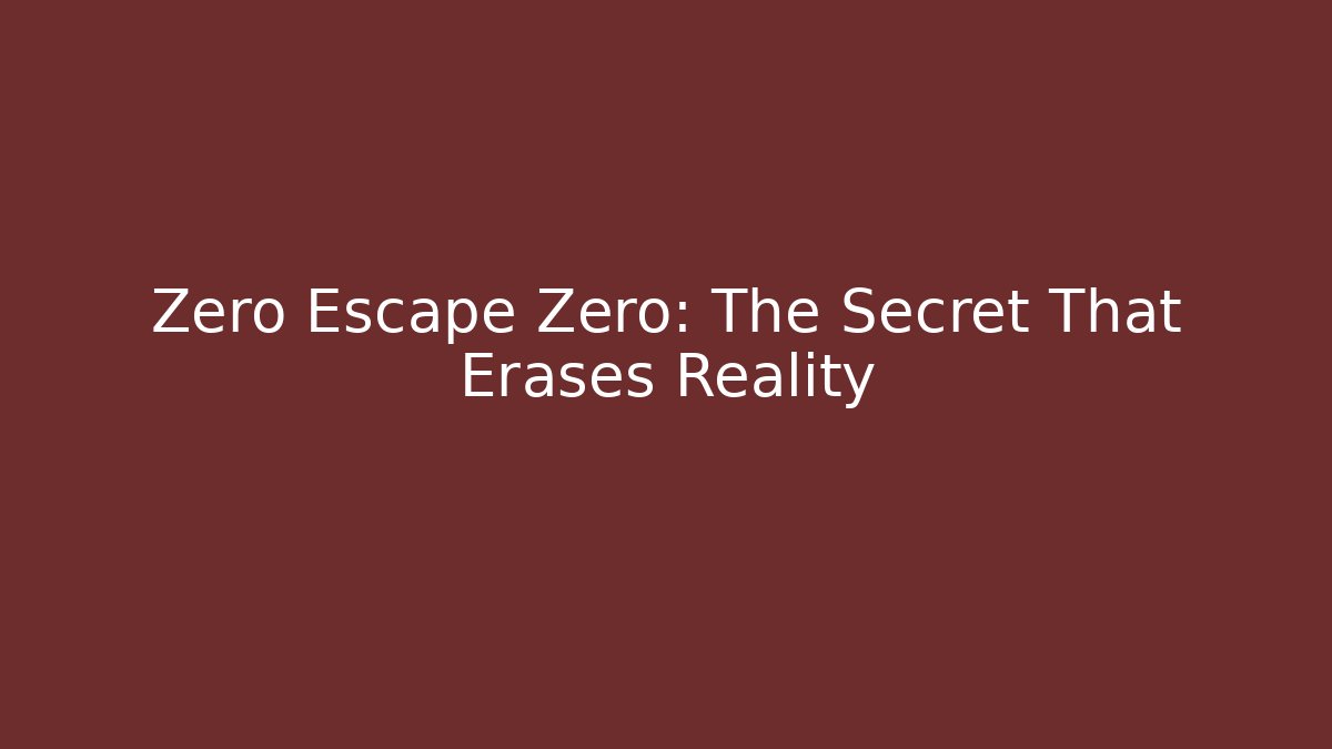 Zero Escape Zero: The Secret That Erases Reality - Smart Esu