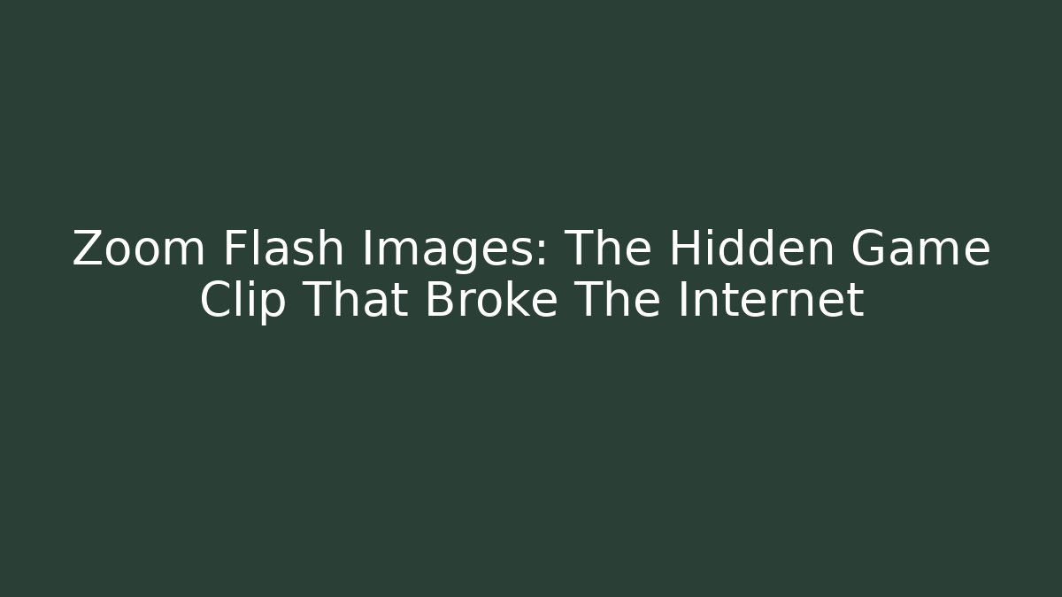 Zoom Flash Images: The Hidden Game Clip That Broke The Internet